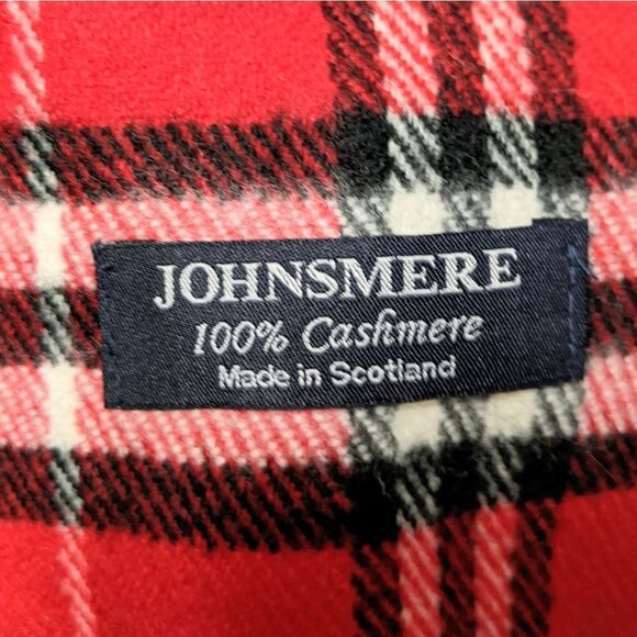 JOHNSMERE 100% Cashmere Plaid Fringe Scarf - Picture 5 of 6